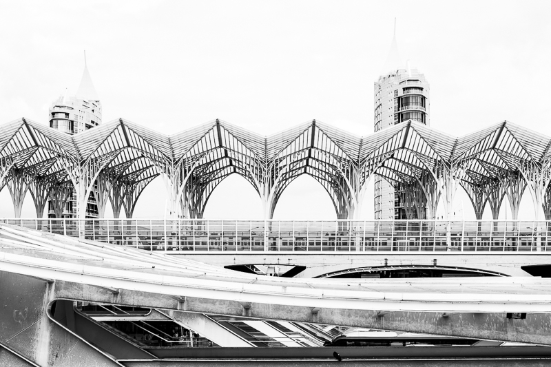 Architektur - Architekturfotografie - Bahnhof - Calatrava - Estação do Oriente - Lissabon - Monochrom - Portugal     von Franco Tessarolo